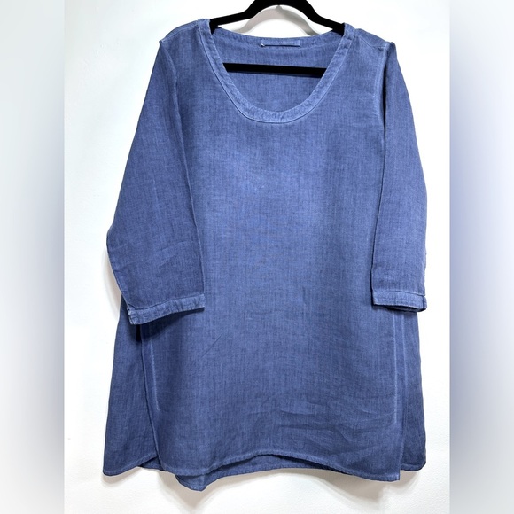 Elemente Clemente | 100% Linen 3/4 Sleeve Tunic Top - Picture 1 of 7
